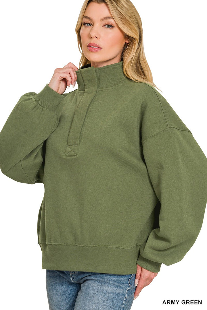 Fleece Half Snap Sweatshirt (4 Colors)