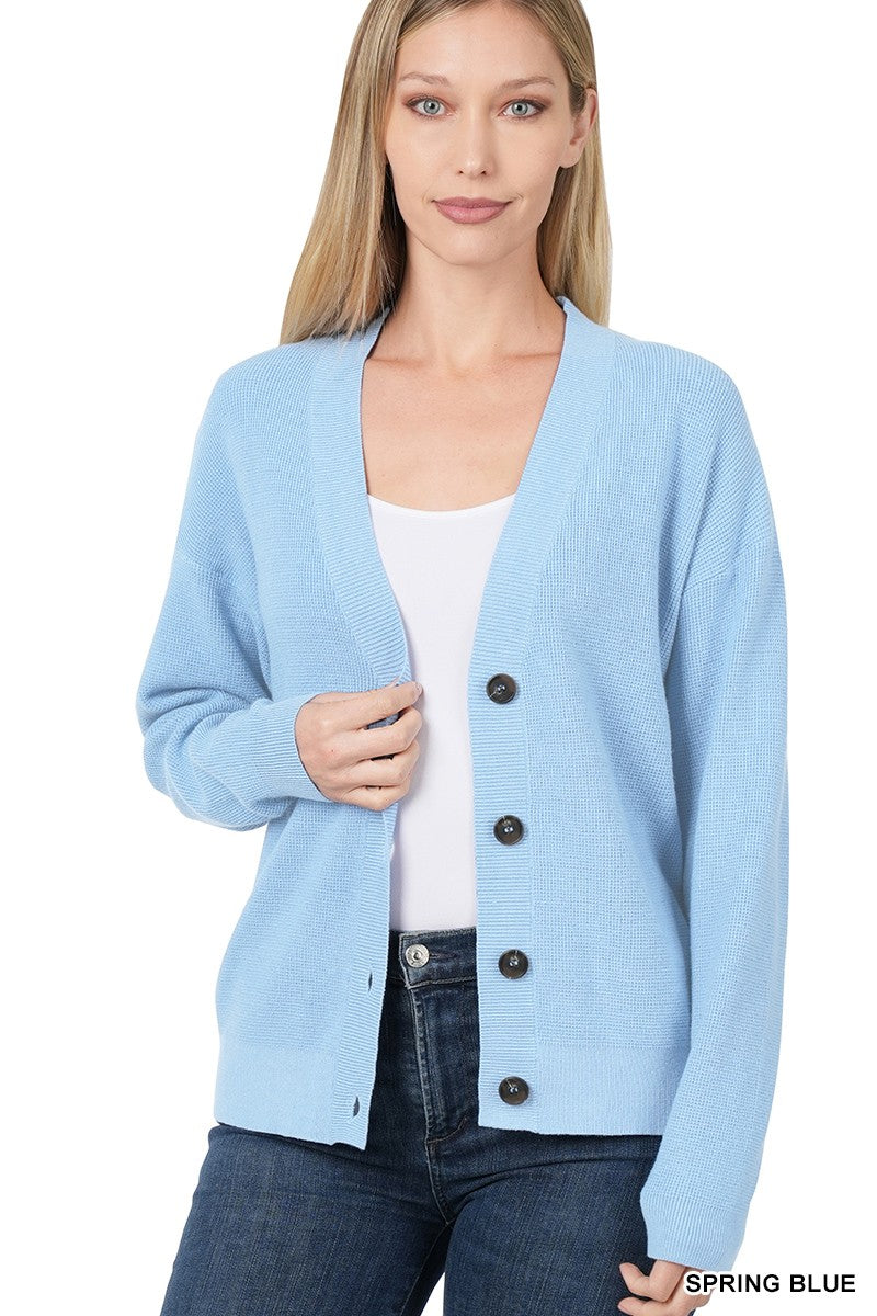 French Blue Button Cardigan