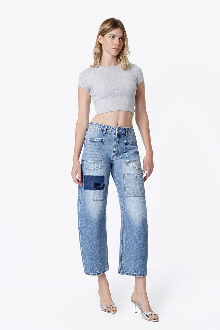 Patchwork Barrel Jeans by Vervet