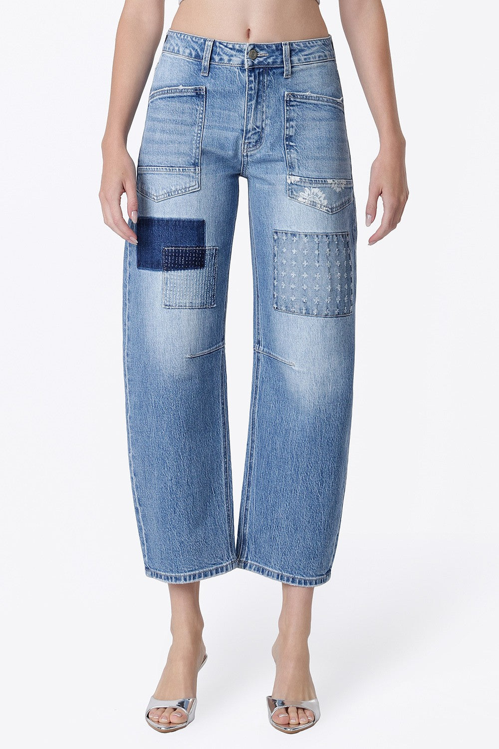 Patchwork Barrel Jeans by Vervet
