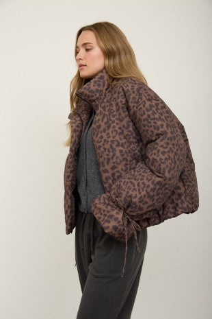 Mocha Leopard Puffer Jacket