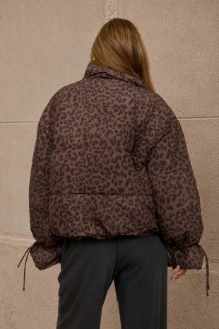 Mocha Leopard Puffer Jacket