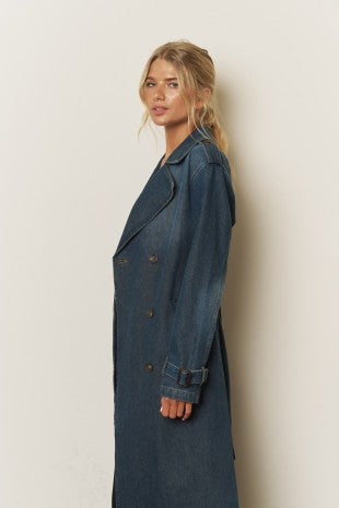 Notch Denim Trench Coat