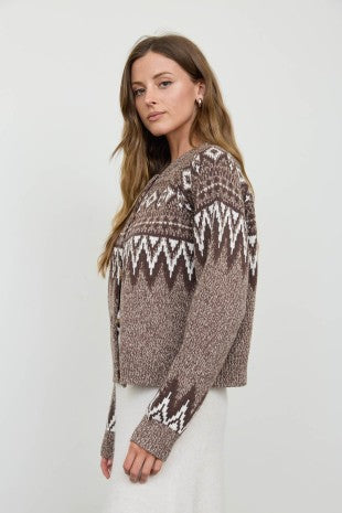 Marble Fair isle Sweater Cardigan