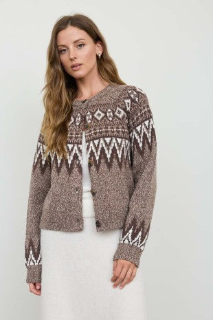 Marble Fair isle Sweater Cardigan