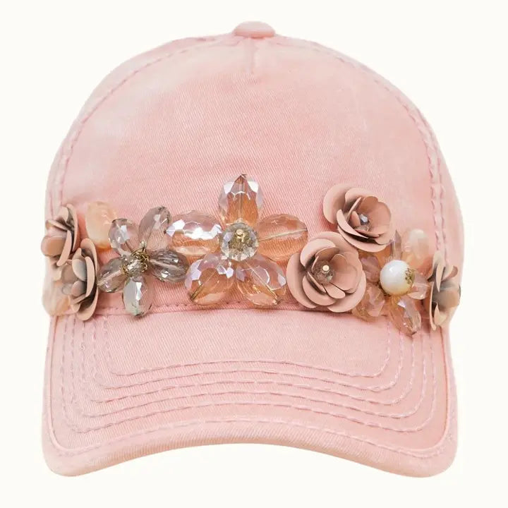 Blush Floral Bouquet Glitz Cap
