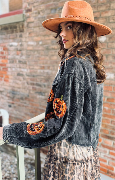 Sequin Jack O' Latern Corduroy Jacket