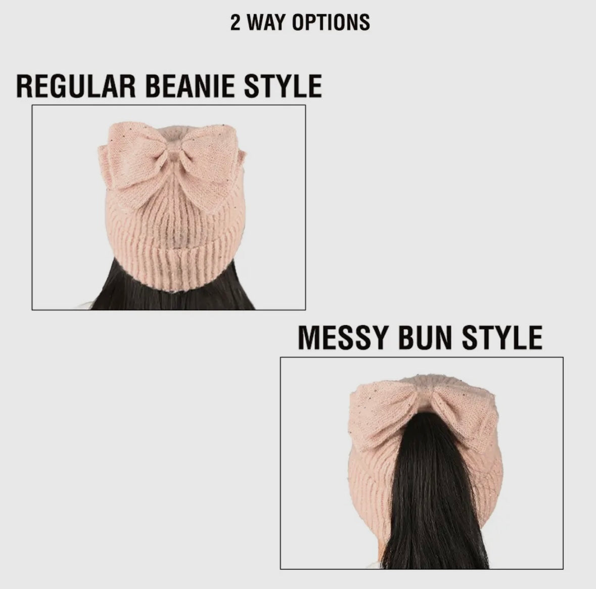 Messy Bun Bow Beanie