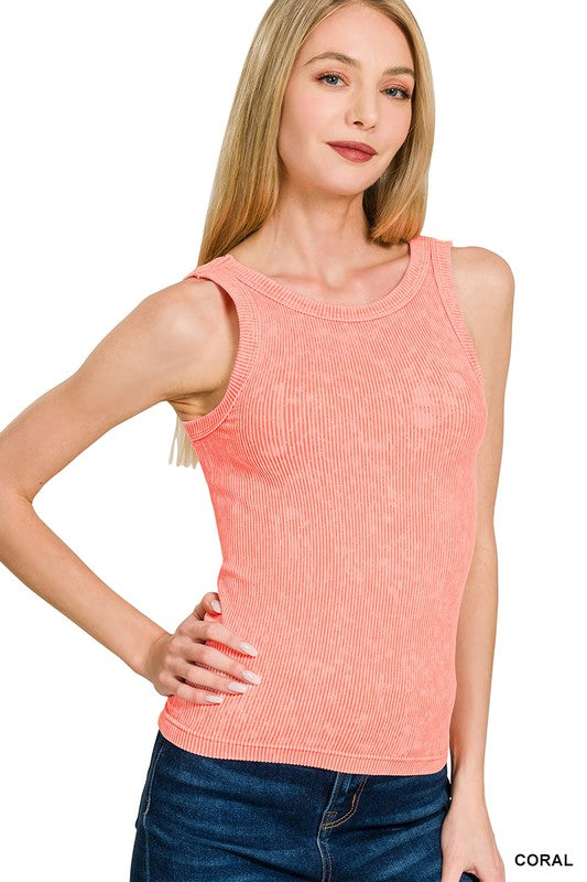 Rustic Earth 2-Way Neckline Ribbed Tank (8 colors)