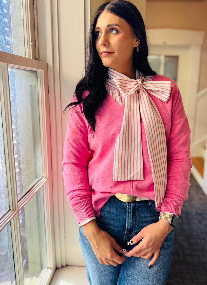 Candy Pink Front Seam Sweater