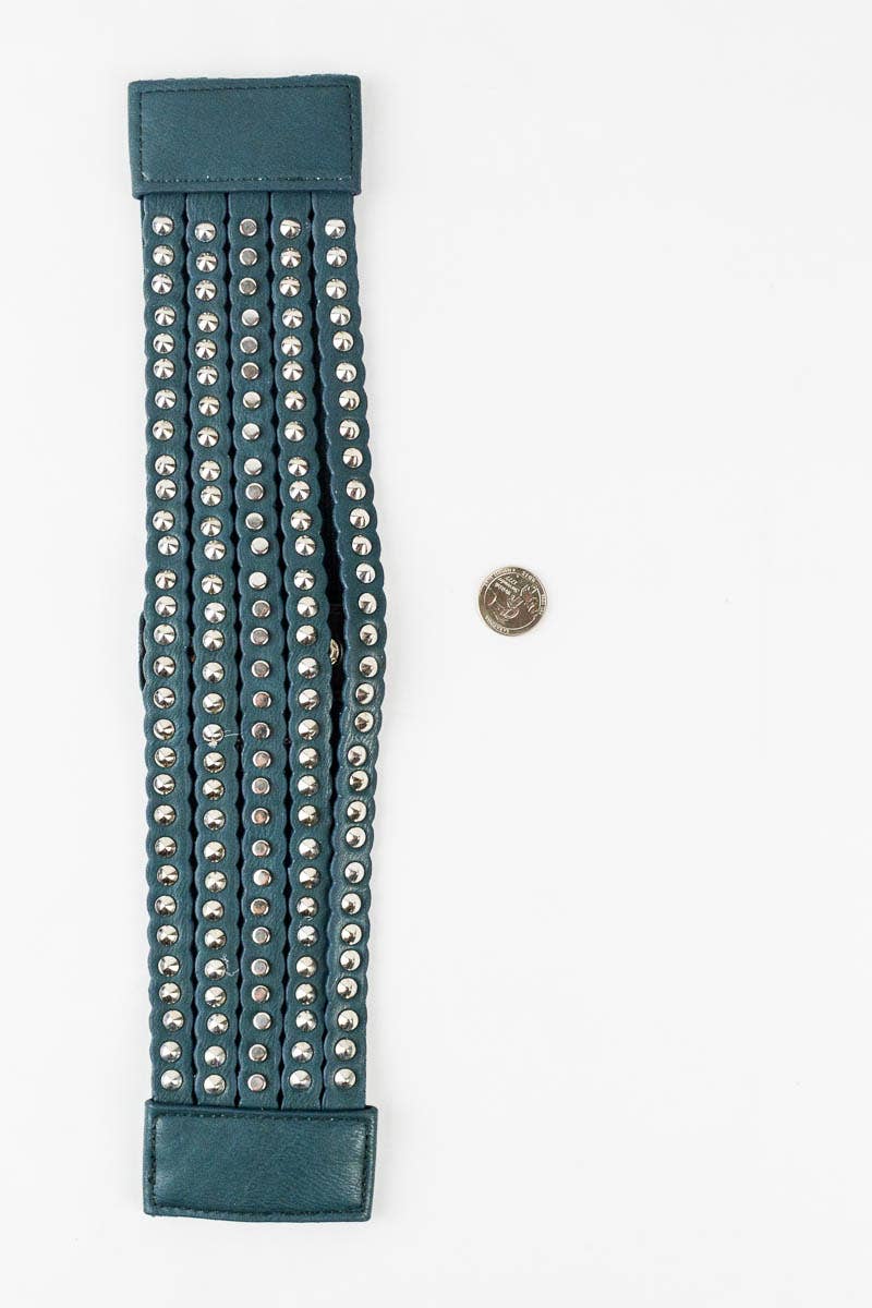 Studded Teal Row Belt