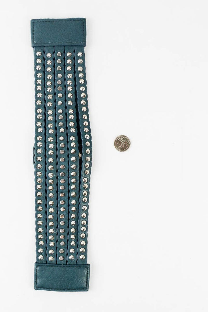 Studded Teal Row Belt