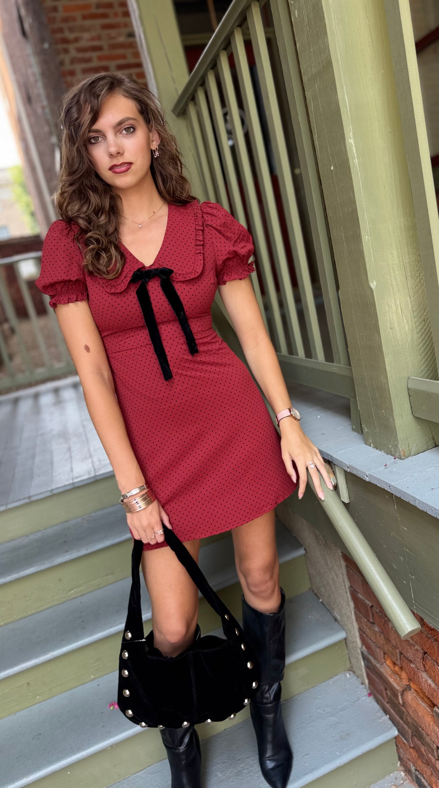 Maple Rose Polka Dot Mini Dress