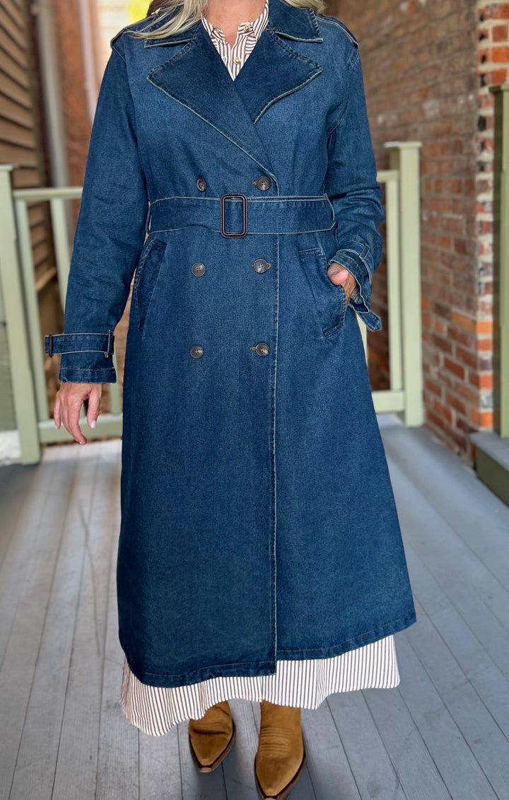 Notch Denim Trench Coat
