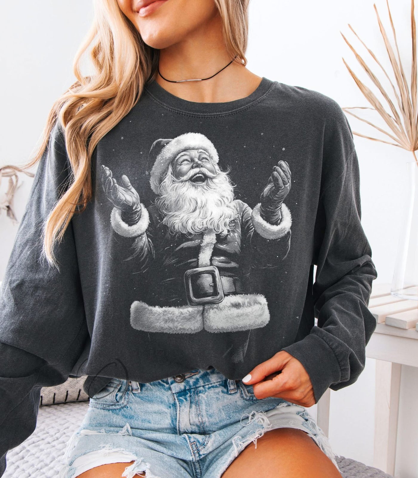Charcoal Santa Crewneck Fleece