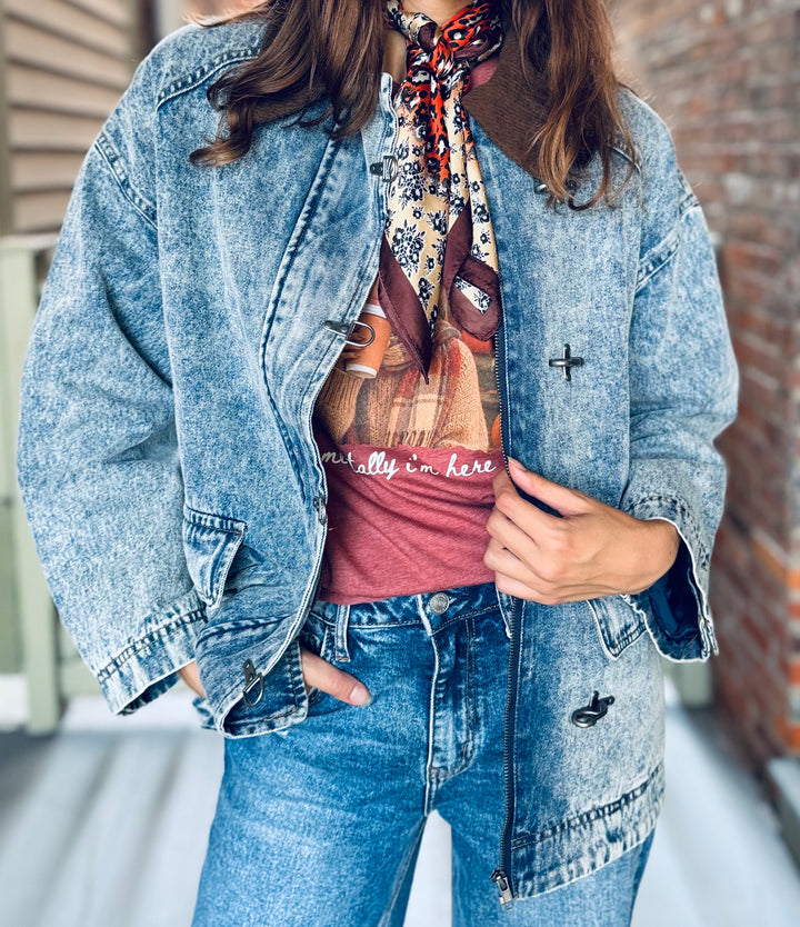 Denim Contrast Latch Jacket