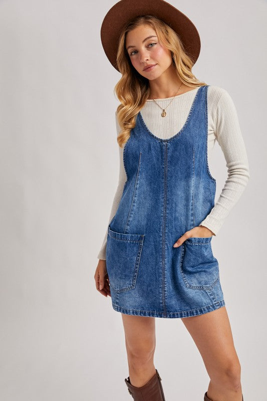 Denim Overall Pocket Dress