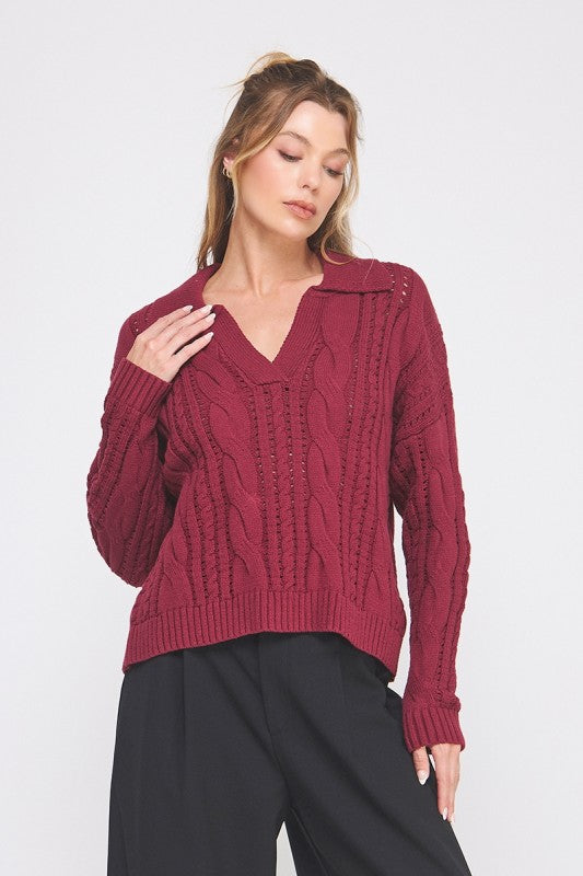 Rosewood Knit Polo Sweater