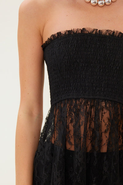 Black Romantic Sheer Midi Dress