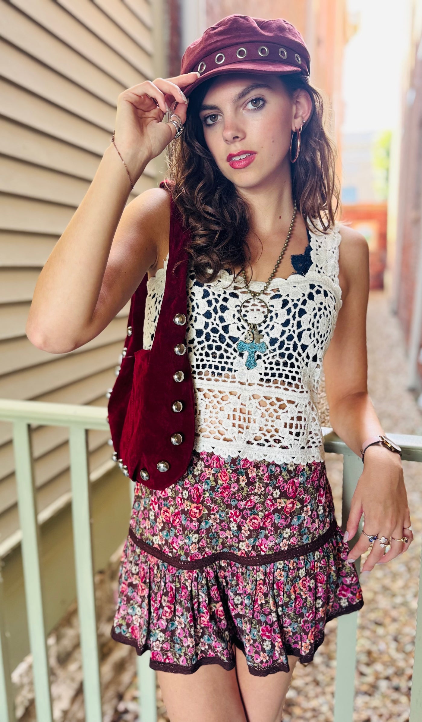 Studded Hobo Shoulder Bag
