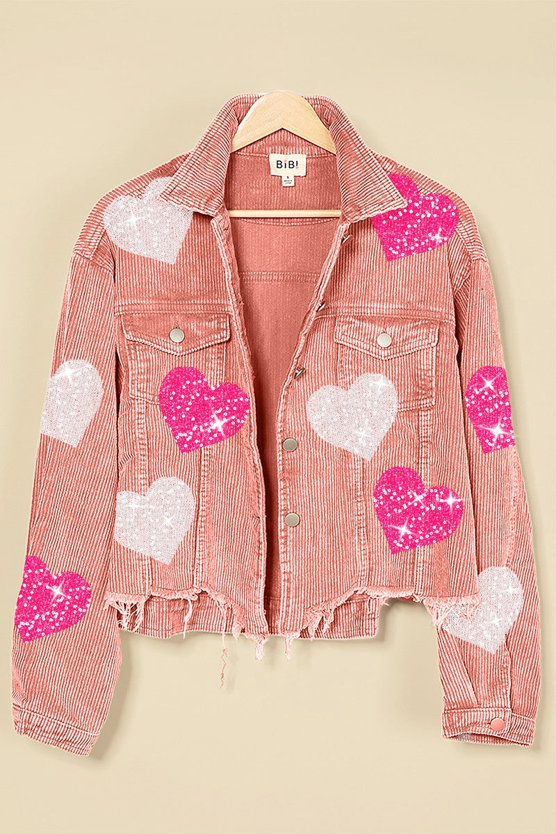 Playful Pink Corduroy Heart Jacket