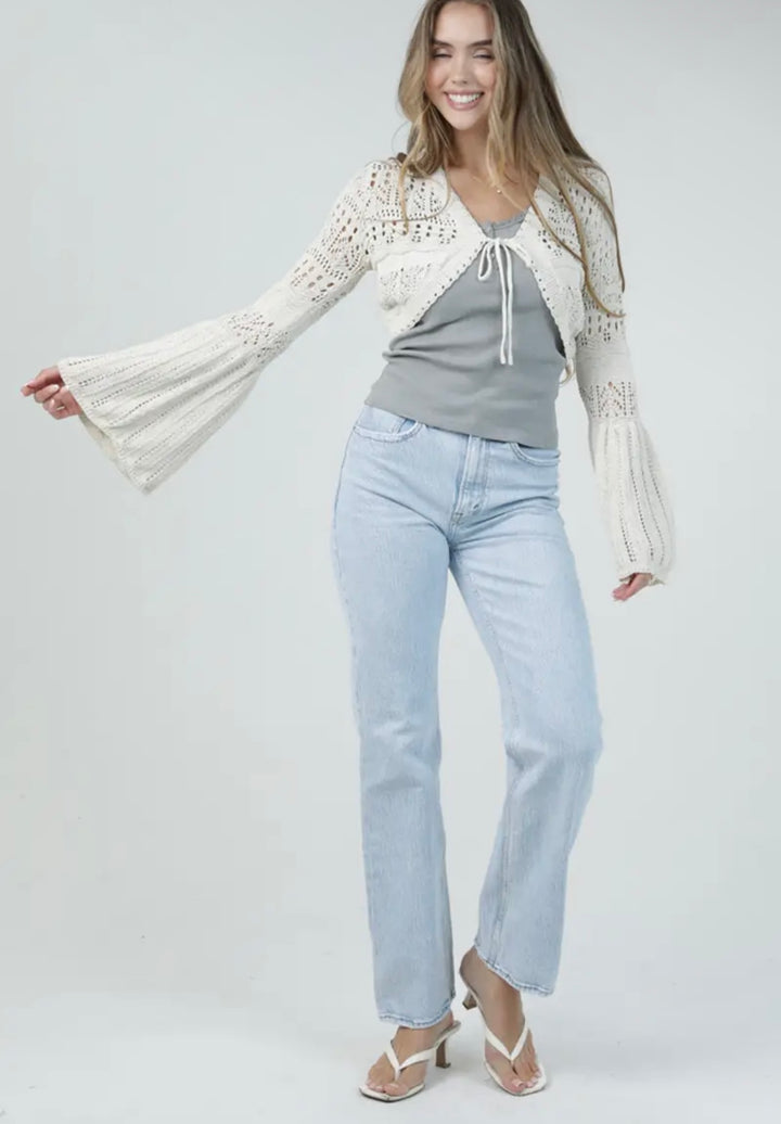 Bell Sleeve Cream Cardigan