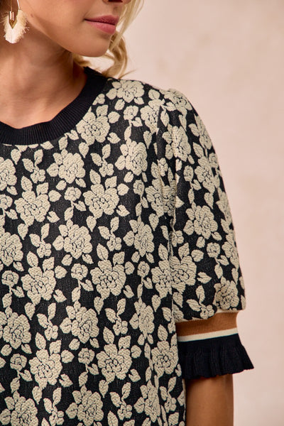 Fall Roses Knit Top - Ivory