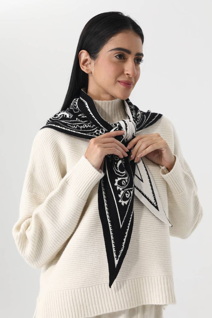 Paisley Knit Triangle Scarf Head Wrap (2 Colors)