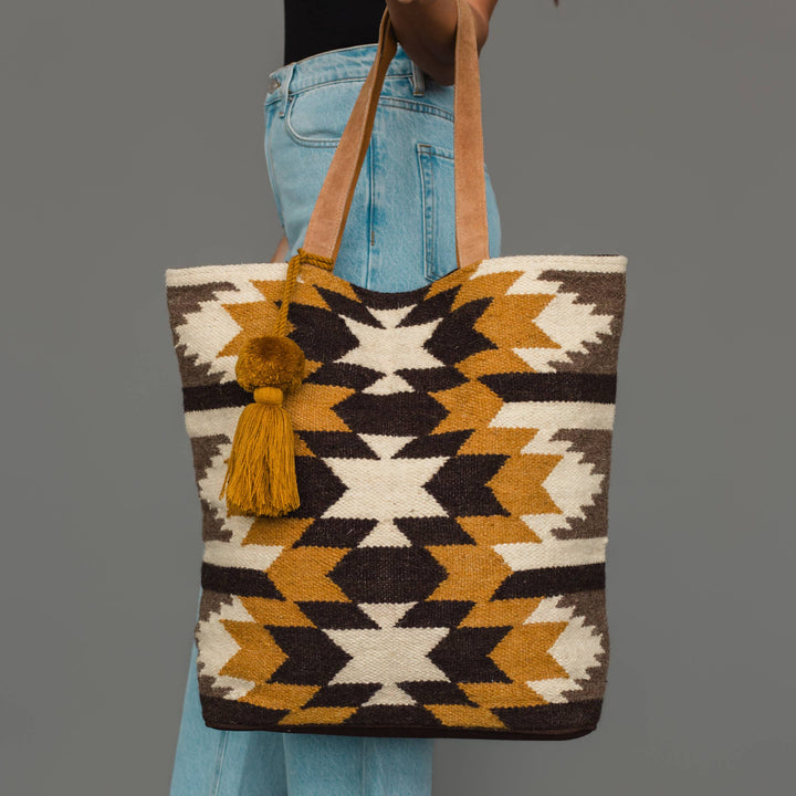 Aztec Camel &amp; Black Western Tote