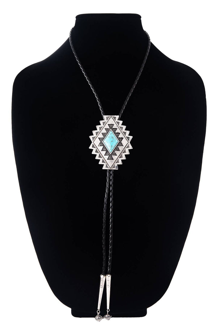 Geometric Concho Turquoise Bolo Tie
