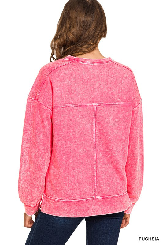 Bella Acid Washed Seam Pullover (2 colors)