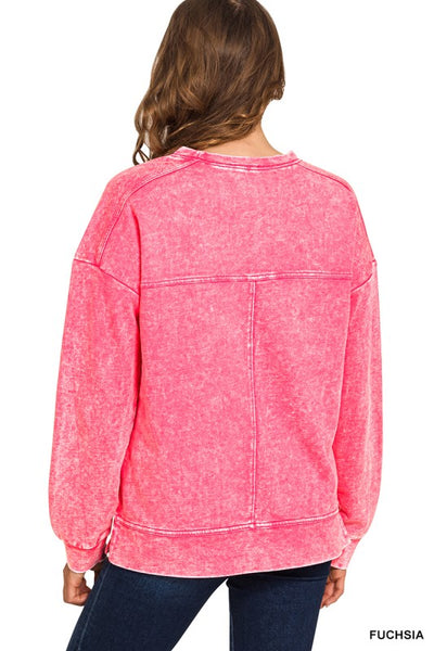 Bella Acid Washed Seam Pullover (2 colors)