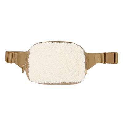 Tan Sherpa N Suede Fanny Pack