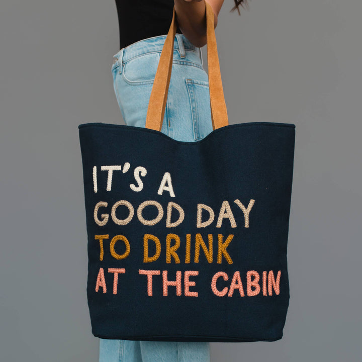 Drink At The Cabin Navy Tote