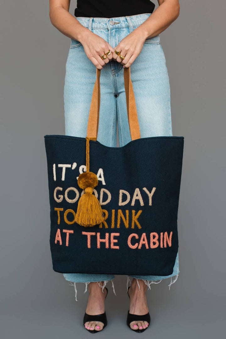 Drink At The Cabin Navy Tote