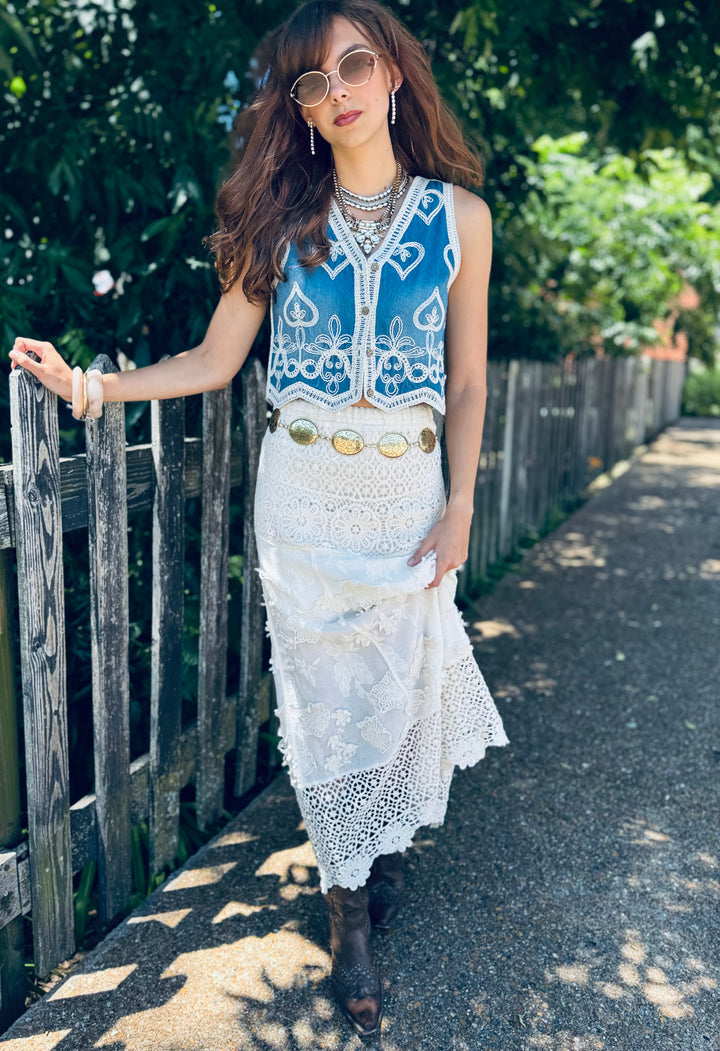 Denim Diva Embroidered Vest