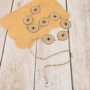 Stone Sunburst Metal Concho Belt
