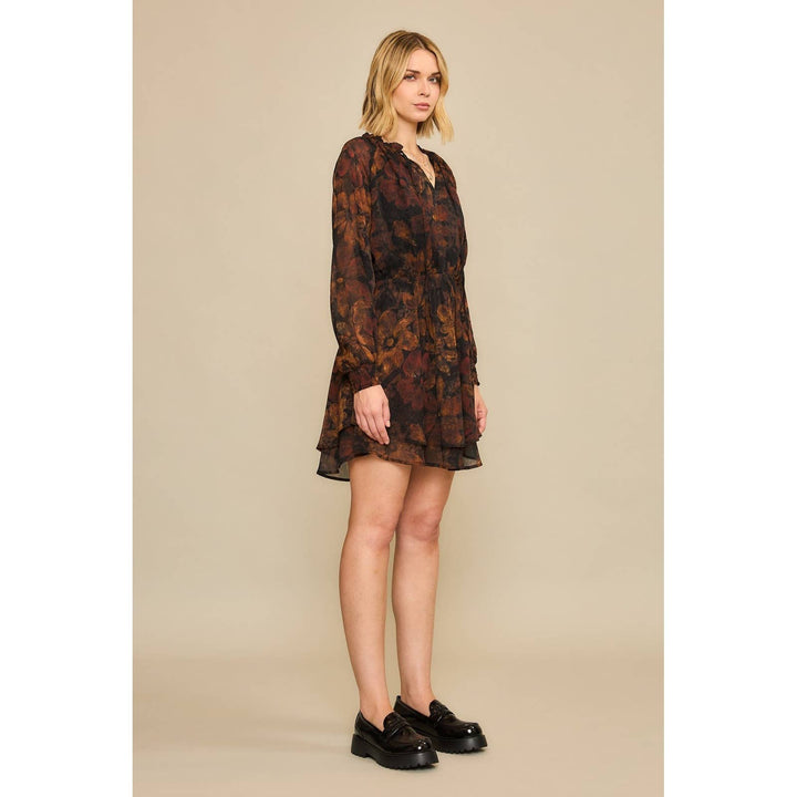 Black Pressed Floral Midi Dress
