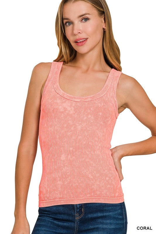Rustic Earth 2-Way Neckline Ribbed Tank (8 colors)
