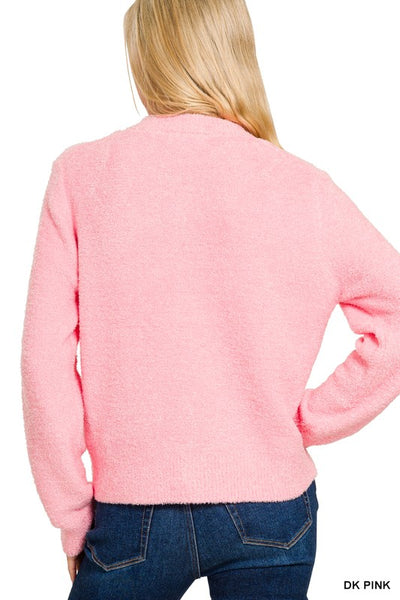Alice Fuzzy Cardigan - Dark Pink