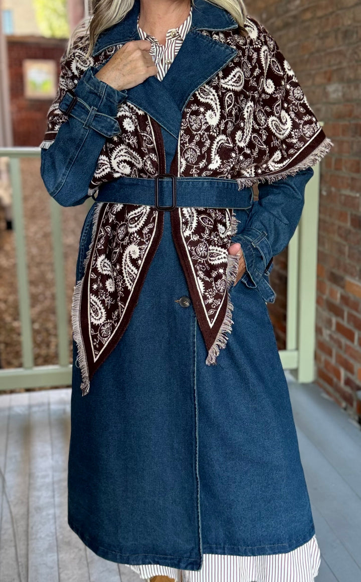 Notch Denim Trench Coat