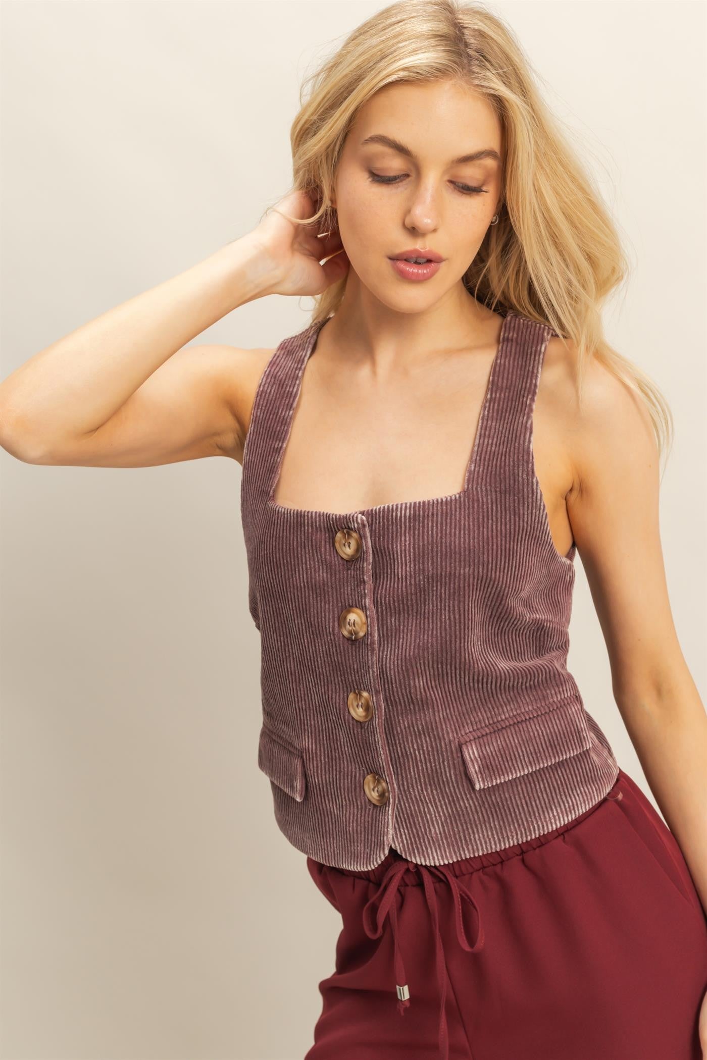 Snow Washed Corduroy Vest (2 colors)