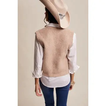 Cozy Up Oatmeal Knit Button Up Vest