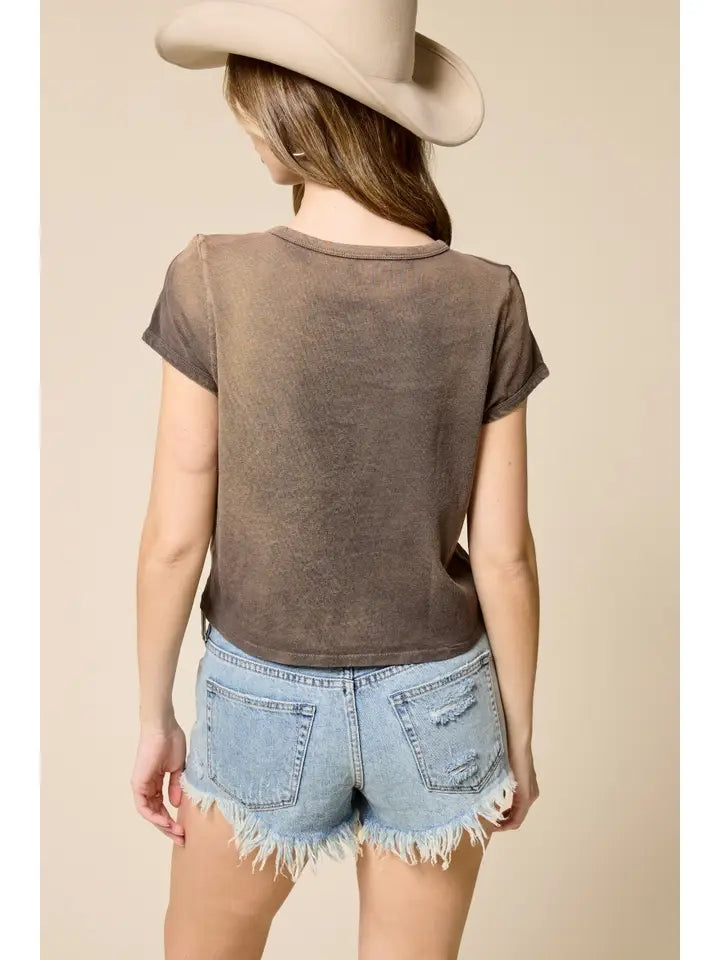 Cowboy Bucking Cropped T-shirt