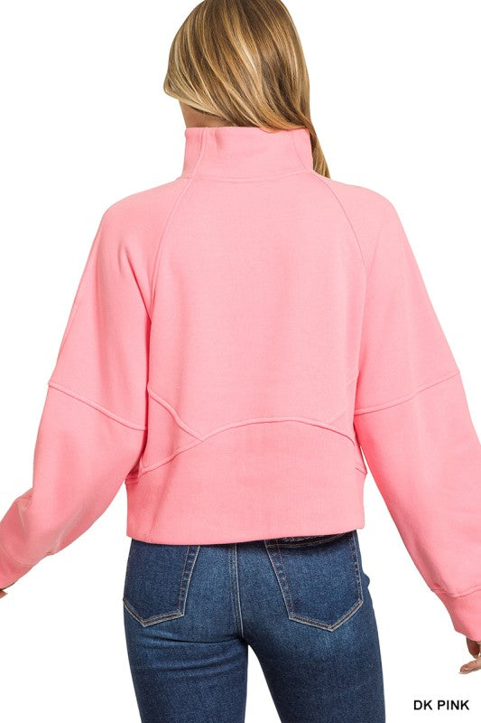 Scuba Half Zip Pullover - Dark Pink