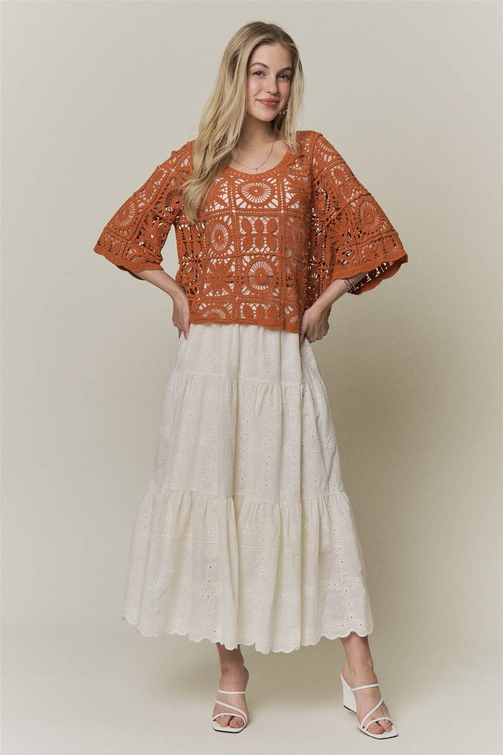 Rustic Bloom Crochet Top