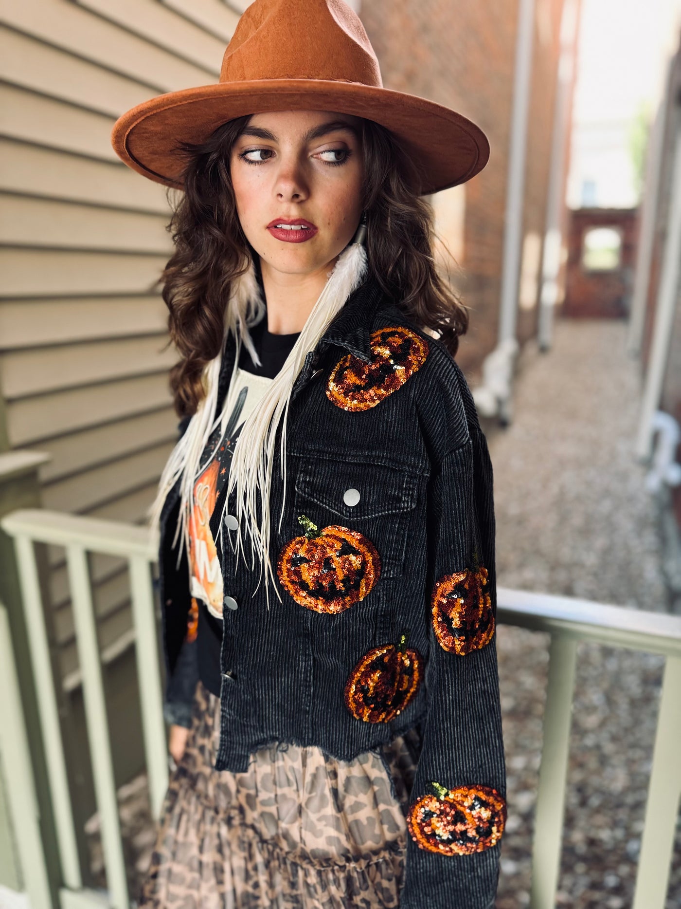 Sequin Jack O' Latern Corduroy Jacket