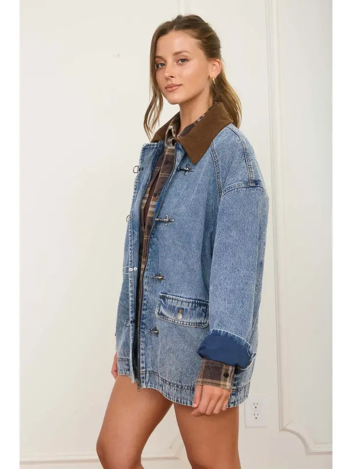 Denim Contrast Latch Jacket