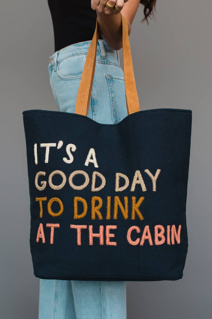 Drink At The Cabin Navy Tote