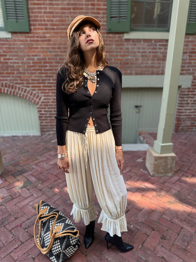 Cropped Cream Bloomer Pants